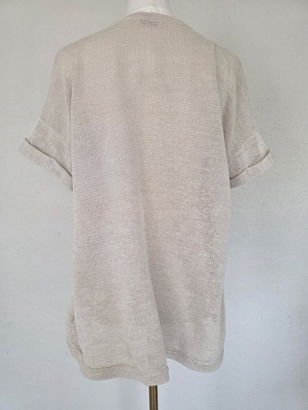Brunello Cucinelli Beige Knit Top Monili Beaded Pocket Made in Italy M - Picture 2 of 12